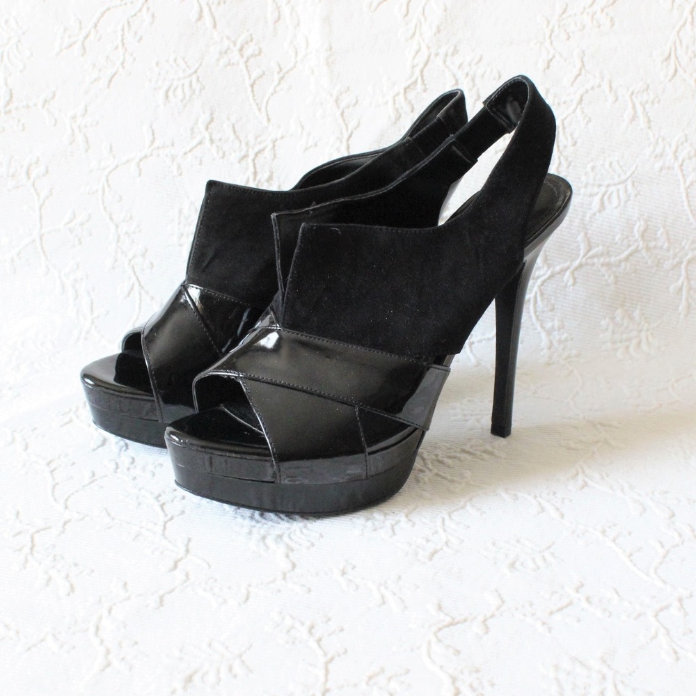 JESSICA SIMPSON Peep-Toe Platform Sling Pumps